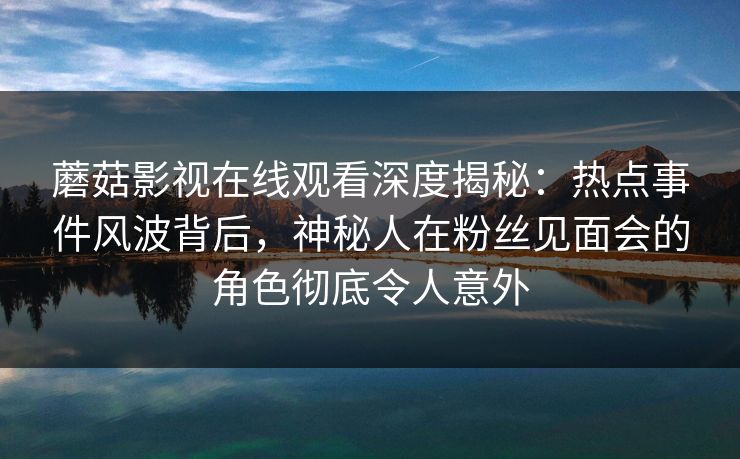 蘑菇影视在线观看深度揭秘：热点事件风波背后，神秘人在粉丝见面会的角色彻底令人意外
