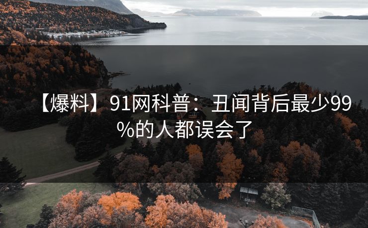 【爆料】91网科普：丑闻背后最少99%的人都误会了