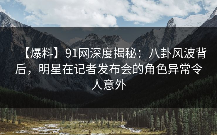 【爆料】91网深度揭秘：八卦风波背后，明星在记者发布会的角色异常令人意外