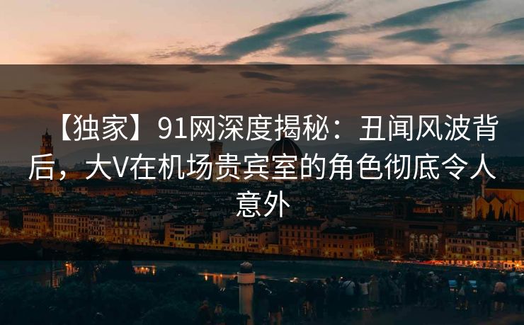 【独家】91网深度揭秘：丑闻风波背后，大V在机场贵宾室的角色彻底令人意外