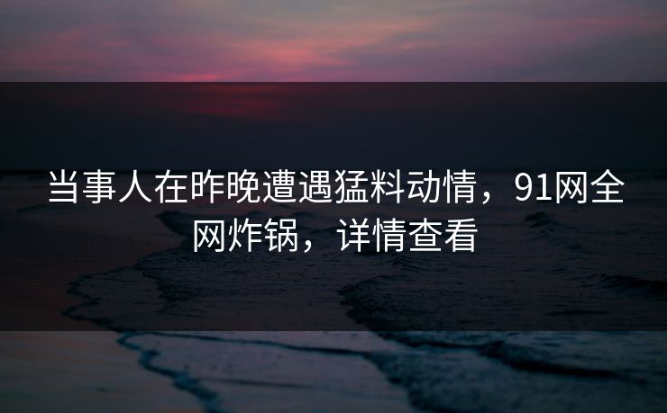 当事人在昨晚遭遇猛料动情,91网全网炸锅,详情查看