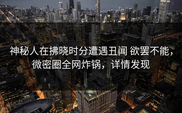 神秘人在拂晓时分遭遇丑闻 欲罢不能，微密圈全网炸锅，详情发现