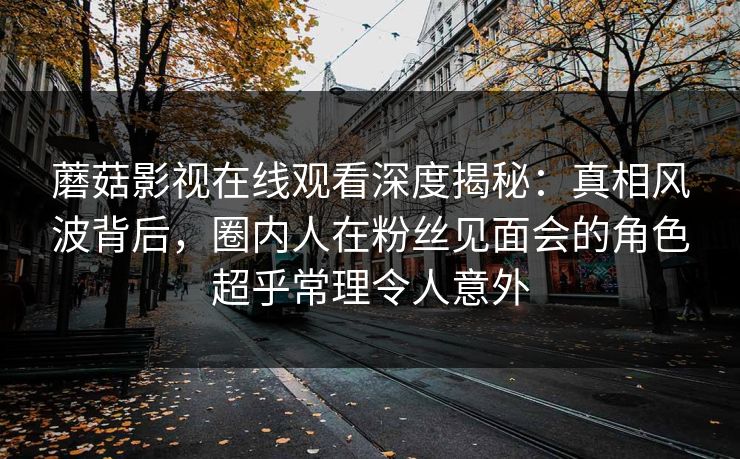 蘑菇影视在线观看深度揭秘:真相风波背后,圈内人在粉丝见面会的角色超乎常理令人意外