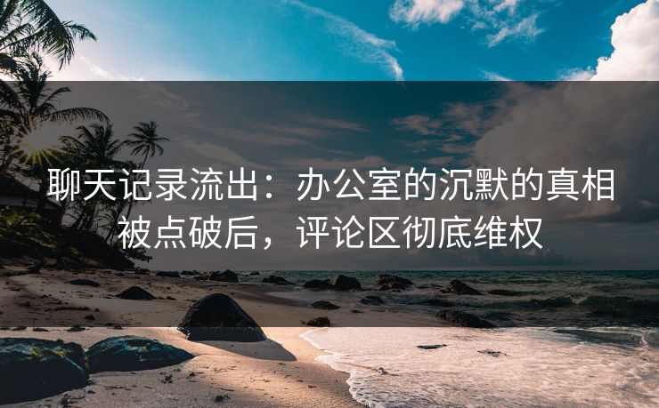 聊天记录流出：办公室的沉默的真相被点破后，评论区彻底维权