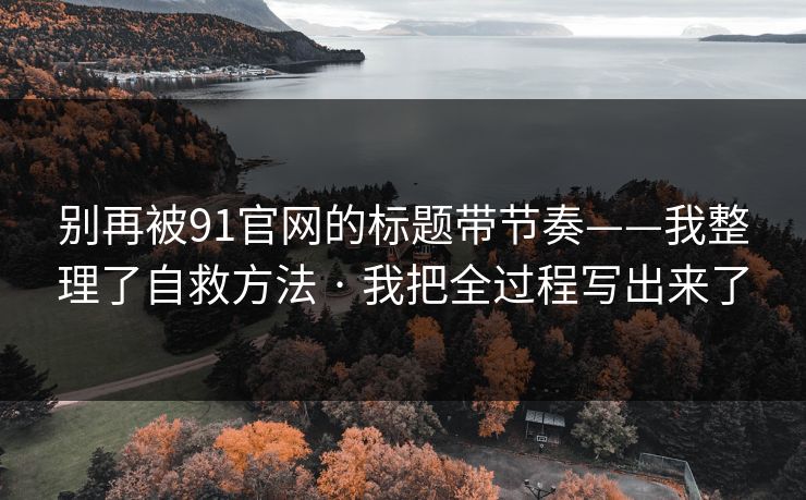 别再被91官网的标题带节奏——我整理了自救方法 · 我把全过程写出来了
