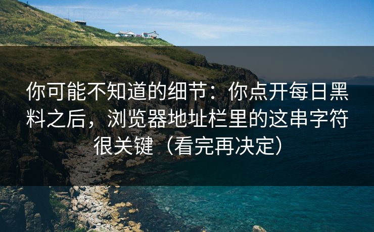 你可能不知道的细节:你点开每日黑料之后,浏览器地址栏里的这串字符很关键(看完再决定)